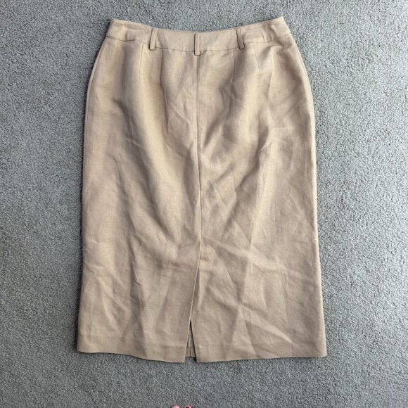 Emma James Button Front Linen Blend Skirt Mid Length 14 Belt Loops‎ Old Money - Picture 6 of 6
